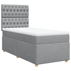 Vidaxl Box spring postelja z vzmetnico svetlo siva 80x200 cm blago