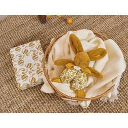 Plyšový zajačik na maznanie Bunny Comforter Ocher Doudou et Compagnie v darčekovom balení hnedý 18 cm od 0 mes DC4193