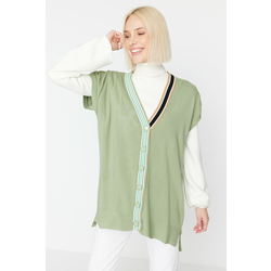 Trendyol Mint Collar Strip Detailed Knitwear Sweater