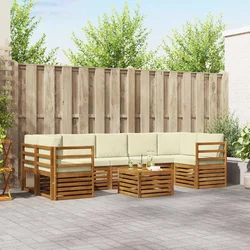 Set vanjskih sofa 8 pcs Prirodna i krem Čvrsto drvo akacije