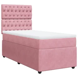 Vidaxl Box spring postelja z vzmetnico roza 100x200 cm žamet