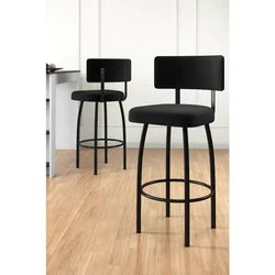 Hanah Home set od 2 barskih stolica Wosa, crna tkanina Babyface, crne metalne noge