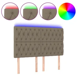 Vidaxl LED posteljno vzglavje taupe 160x7x118/128 cm blago