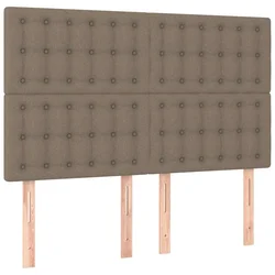 Vidaxl Vzglavje postelje sivo-rjavo 144x5x118/128 cm blago