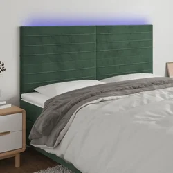 LED uzglavlje tamnozeleno 200x5x118/128 cm baršunasto