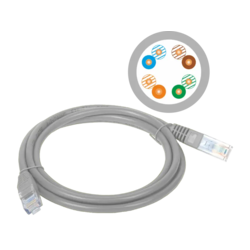 Patch kabel U/UTP kat 5e PVC 1,0 m siv ALANTEC