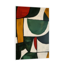 Canvas Slika na platnu Zelene i oker geometriske forme, Sa ramom, 30 x 45 cm, Beli