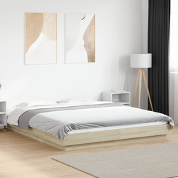 Okvir za krevet s LED svjetlima boja hrasta 160 x 200 cm drveni