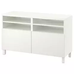 BESTA TV stalaža s vratima, bela/Lappviken/Stubbarp bela, 120x42x74 cm