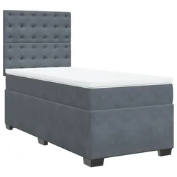 Vidaxl Box spring postelja z vzmetnico temno siva 90x200 cm žamet