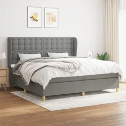 Greatstore Box spring postelja z vzmetnico temno siva 200x200 cm blago