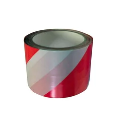 shumee Opozorilni trak rdeče-bel 75 mm 100 m