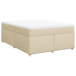 Vidaxl Box spring postelja z vzmetnico krem 160x200 cm blago