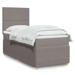 vidaXL Box spring postelja z vzmetnico taupe 90x200 cm blago