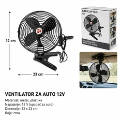 KMT Vetilator za auto, 12V , Crni