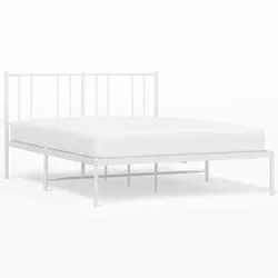 Vidaxl Kovinski posteljni okvir z vzglavjem bel 140x190 cm