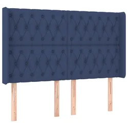 Vidaxl Vzglavje z ušesi modro 163x16x118/128 cm blago