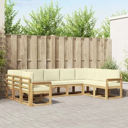 Set vanjskih sofa s jastukom 9 pcs Bijela i krem