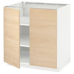 METOD Podni element s policama/2 vrata, bela/Askersund im. svetlog jasena, 80x60 cm