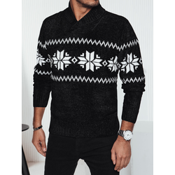 Sweter męski w śnieżynki czarny Dstreet