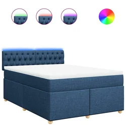 Vidaxl Box spring postelja z vzmetnico modra 140x190 cm blago
