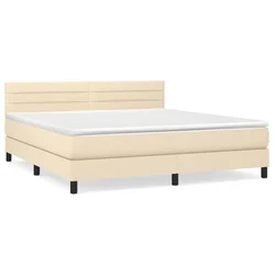 vidaXL vidaXL Box spring postelja z vzmetnico krem 180x200 cm blago, (20896630)