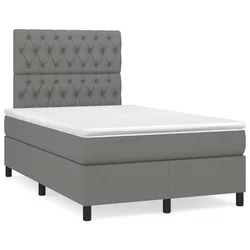 vidaXL Box spring postelja z vzmetnico LED temno siva 120x190 cm blago