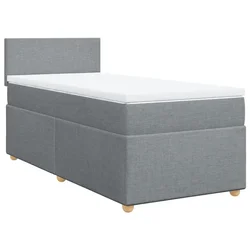 Vidaxl Box spring postelja z vzmetnico svetlo siva 90x200 cm blago