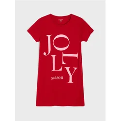 Sinsay - Pamučna spavaćica sa natpisom JOLLY - crvena