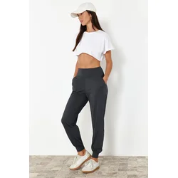 Trendyol Anthracite Diver/Scuba Fabric Comfortable Cut Knitted Sports Sweatpants