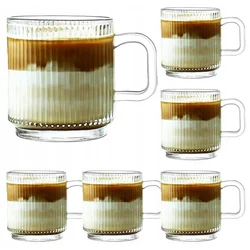 shumee Kozarci, vrčki z ročaji za kavo in čaj LUXITO STRIPS 360ml, komplet 6 kosov