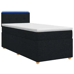 vidaXL Postelja boxspring z vzmetnico Črna 90 x 190 cm Blago