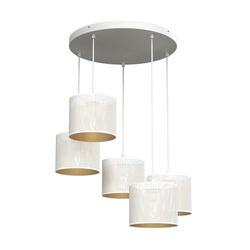 Luster na sajli LOFT SHADE 5xE27/60W/230V bela/zlatna