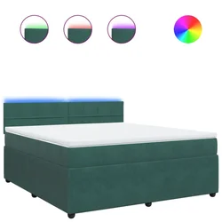 Vidaxl Box spring postelja z vzmetnico temno zelena 180x200 cm žamet