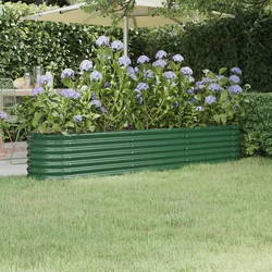 Povišena vrtna gredica od pocinčanog čelika 224 x 40 x 36 cm zelena