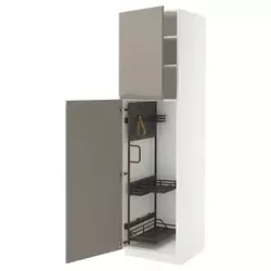 METOD Visoki element-ostava, bela/Upplöv tamnobež, mat, 60x60x220 cm