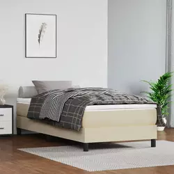 Madrac s džepičastim oprugama srednje tvrdoće krem 100x200x20cm od umjetne kože