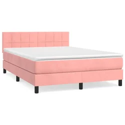 Vidaxl Box spring postelja z vzmetnico roza 140x200 cm žamet