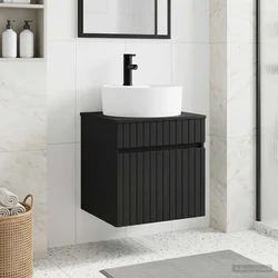 Umivaonik s policom za zid Crna 49 x 44,5 x 65 cm