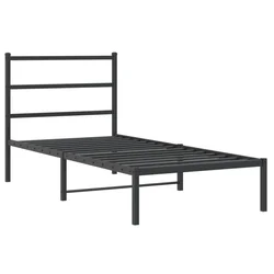 Vidaxl Kovinski posteljni okvir z vzglavjem črn 90x200 cm