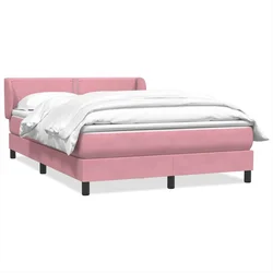 Vidaxl Box spring postelja z vzmetnico roza 160x210 cm žamet