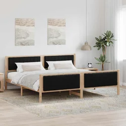 Okvir kreveta Smeđa i crna 200 x 200 cm Masivna borovina