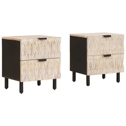 Noćni ormar 2 pcs Bijelo 40 x 33 x 46 cm Čvrsto drvo manga
