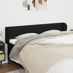 Vidaxl Vzglavje z ušesi črn 203x23x78/88 cm blago