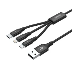 Unitek UNITEK C14049BK Kabel USB 1,2 m USB 2.0 USB C Micro-USB B/Lightning Black