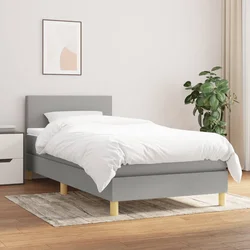 vidaXL Box spring postelja z vzmetnico svetlo siv 100x200 cm blago