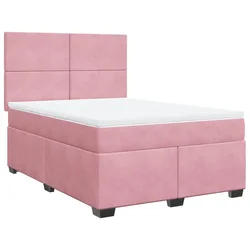 Vidaxl Box spring postelja z vzmetnico roza 140x190 cm žamet