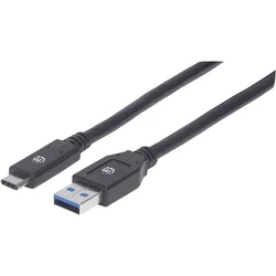 Manhattan Manhattan USB 3.1 (Gen 1) Priključni kabel [1x Moški konektor USB 3.0 tipa A - 1x Moški konektor USB 3.0 tipa C] 3 m Črna