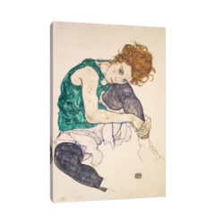 Canvas Slika na platnu Seated Woman with Bent Knees, Egon Schiele, Bez rama, 100 x 150 cm