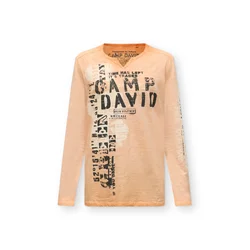 CAMP DAVID Majica ecru/pastelno oranžna/črna